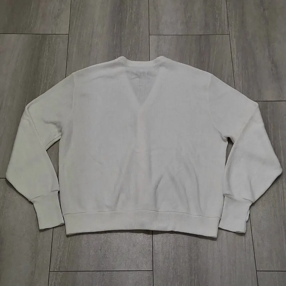 Vintage Izod Lacoste Cardigan Sweater Men’s Size L White 90s Retro Kurt Cobain